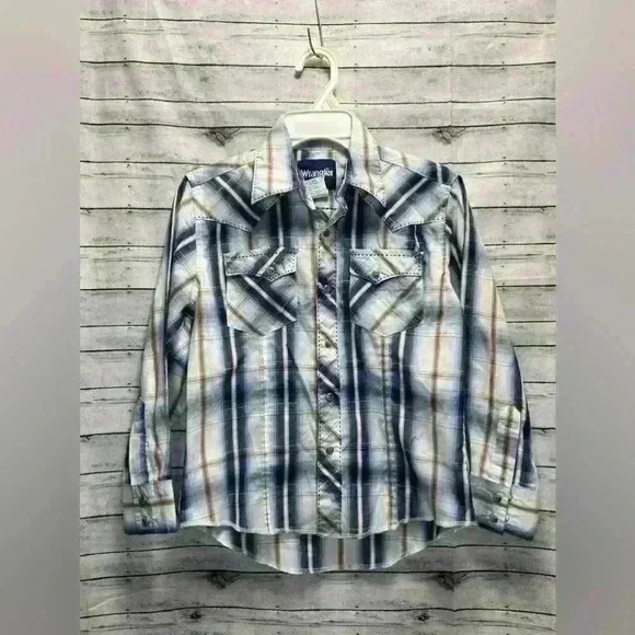 Boys Wrangler Button Down Dress Shirt size 7-8 A0031 - Picture 1 of 3